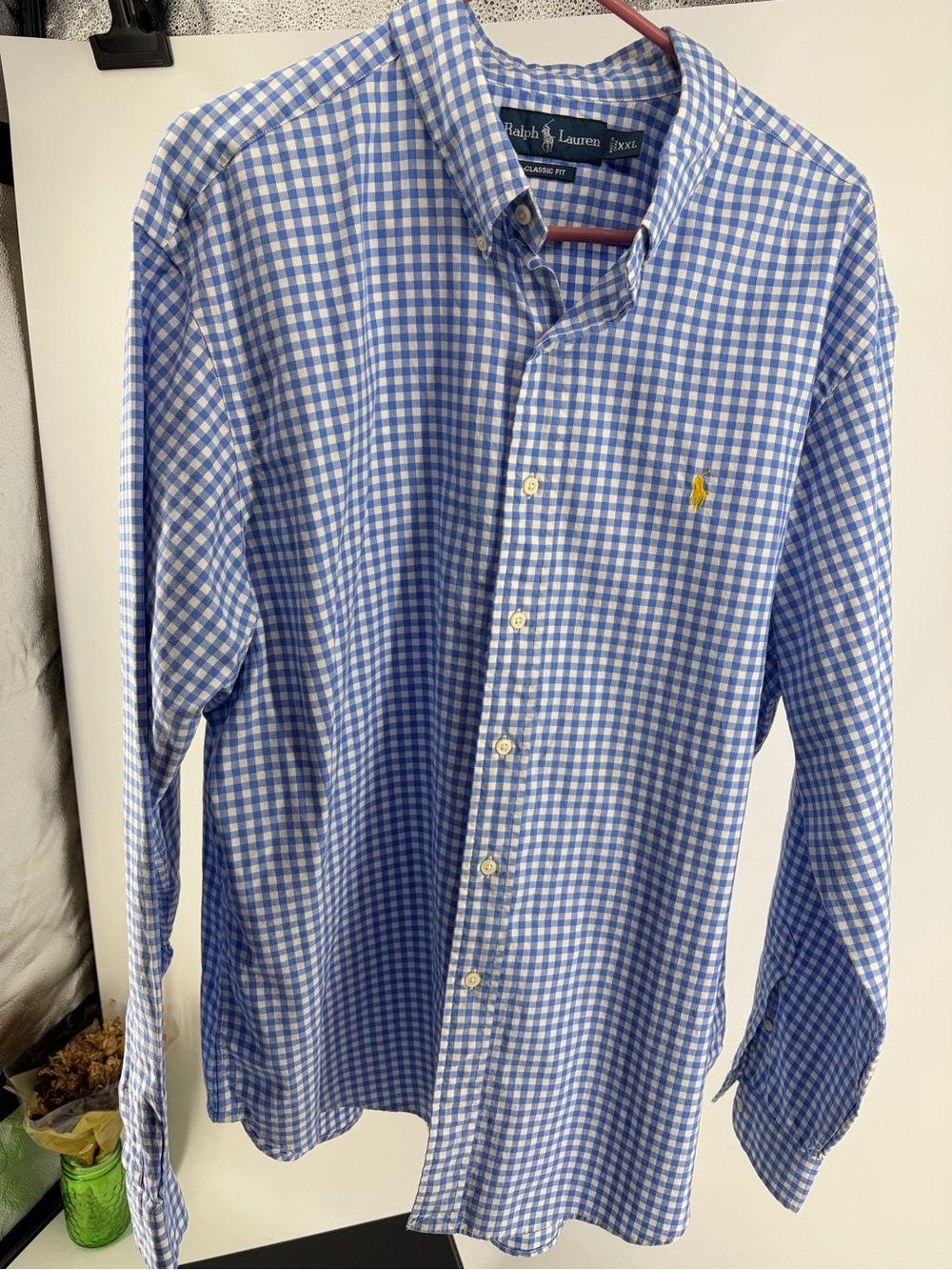 Ralph Lauren Light Blue and White Gingham Button-Down Shirt